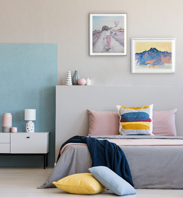 Camera da letto con immagini in color pastello