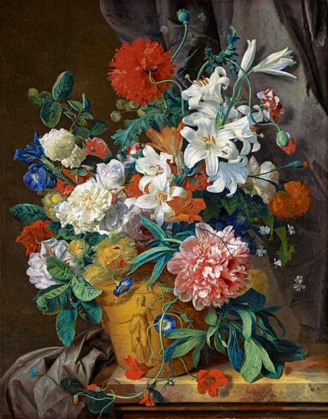 Stilleven met bloemen, 'Leliën des velts' a Jan van Huysum