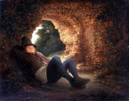 Peasant sleeping in a ruined vault a Adriaen van Ostade