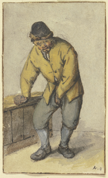 Stehender Bauer von vorn, seine Hose aufknöpfend a Adriaen van Ostade