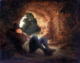 Peasant sleeping in a ruined vault