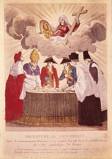 Signing the Concordat between Napoleon and Pope Pius VII, 15th July 1801 a Basset
