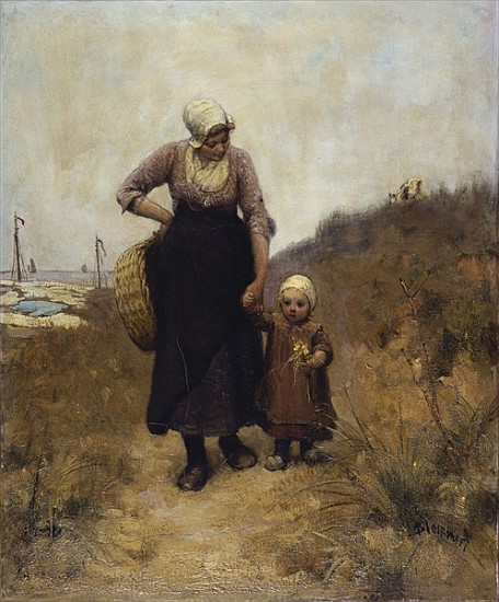Mother and Child on a Path the SeaBlommers or Bloomers a Bernardus Johannes