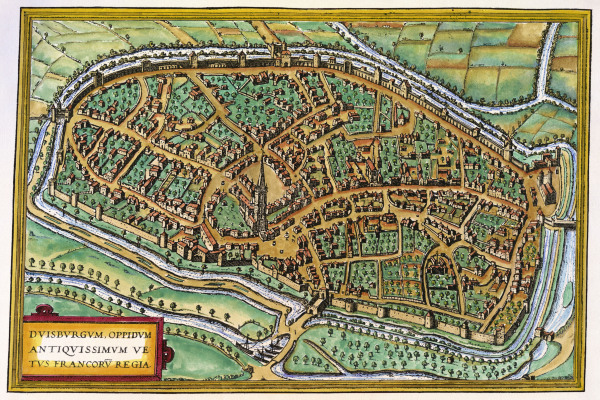 Plan of Duisburg a Braun u. Hogenberg