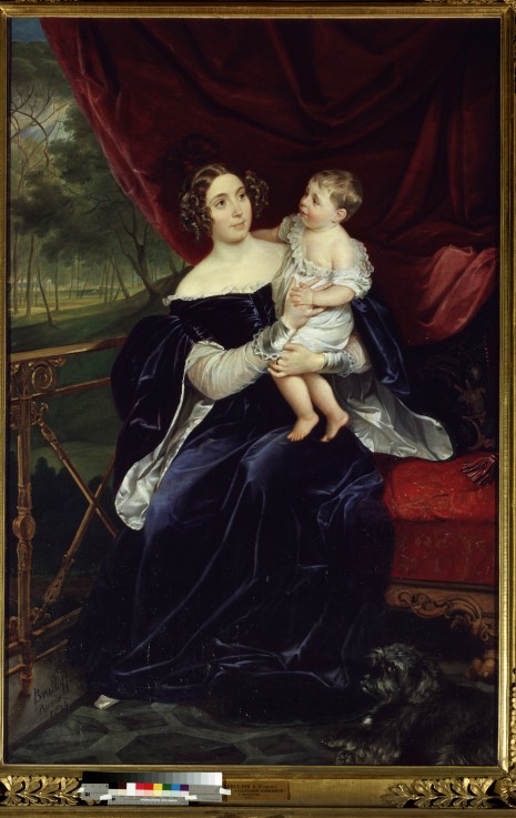 Portrait of Countess Olga Orlova-Davydova with her daughter Natalia a Brüllow