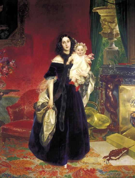 Maria Arkadyevna (Stolypina) Beck (1819-1889) with her Daughter a Brüllow