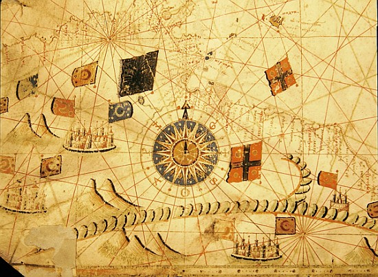 The Balkans, from a nautical atlas of the Mediterranean and Middle East (ink on vellum) a Calopodio da Candia