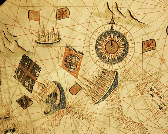 The maritime cities of Genoa and Venice, from a nautical atlas of the Mediterranean and Middle East  a Calopodio da Candia