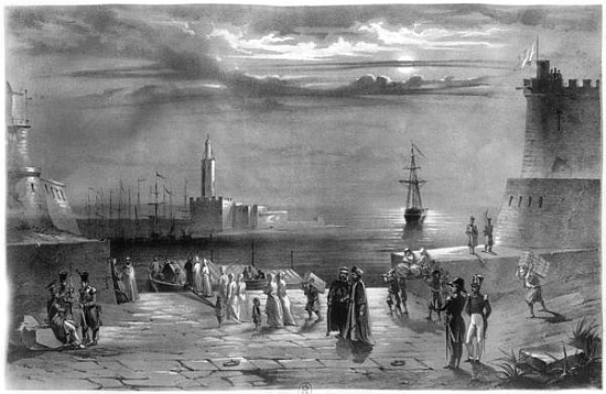 The Dey Hussein Ibn El Hussein (1765-1838) leaving Algiers after the city has been captured on the 4 a Coppin