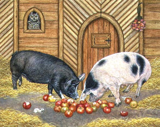 Noah''s Pigs, 1997 (acrylic on panel)  a Ditz 