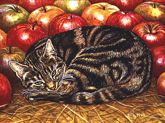 Right-Hand Apple-Cat, 1995 (acrylic on panel)  a Ditz 