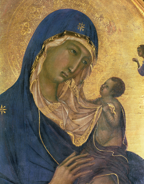 Madonna and Child with SS. Dominic and Aurea, detail of the Madonna and Child, c.1315 (detail of 289 a Duccio di Buoninsegna