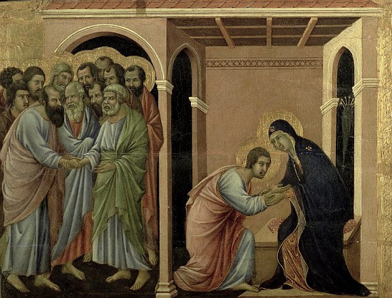 Maesta: The Virgin Says Farewell to St. John, 1308-11 a Duccio di Buoninsegna