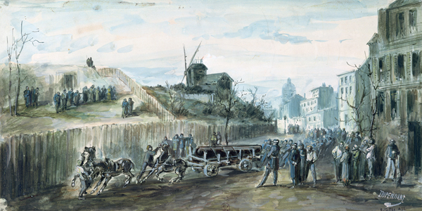 Incident during the Paris Commune of 1870 (wash on paper) a Dupendant