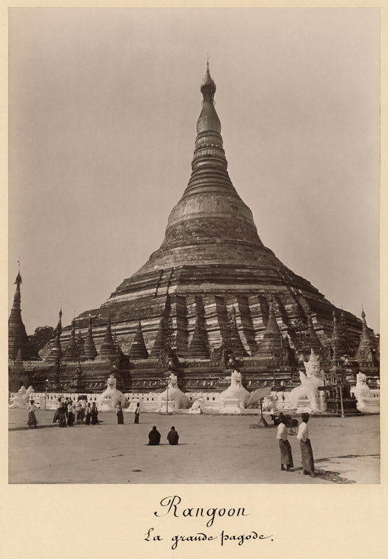The Shwedagon Pagoda at Rangoon, Burma, c.1860 (albumen print) (b/w photo)  a English Photographer