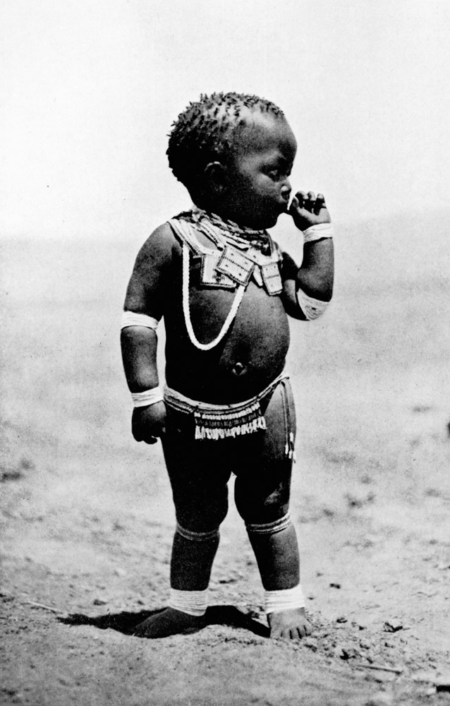 Zulu Girl Sucking First Finger (b/w photo)  a English Photographer