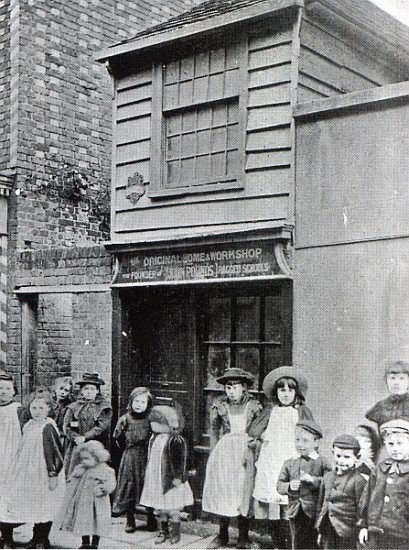 Children outside John Pounds''s workshop, from which he ran the first Ragged school a English Photographer