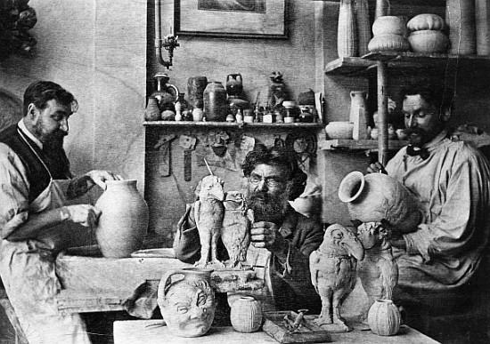 The Martin brothers in the studio at the Southall Pottery a English Photographer