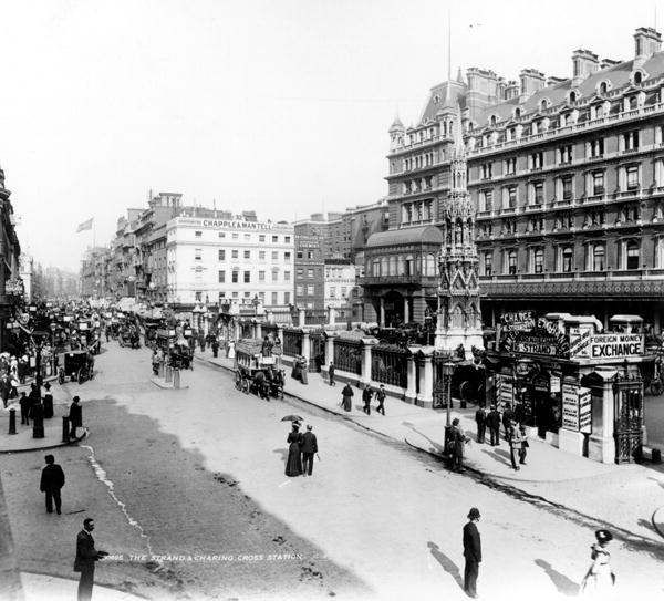 The Strand and Charing Cross Station, London, c.1890 (b/w photo)  a English Photographer