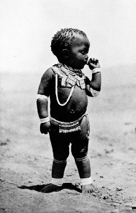 Zulu Girl Sucking First Finger (b/w photo) 