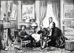 Emperor Napoleon III with Empress Eugenie and the prince Imperial at Camden Place, Chislehurst in 18