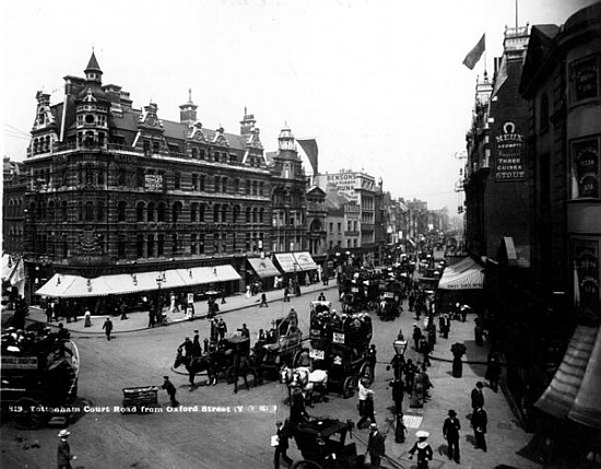 Tottenham Court Road from Oxford Street, London, c.1891 a English Photographer