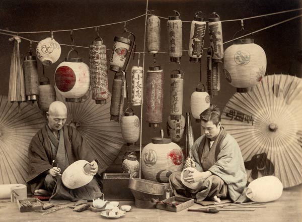 Scene in a Japanese Lantern work Shop (b/w photo) (b/w photo)  a French Photographer