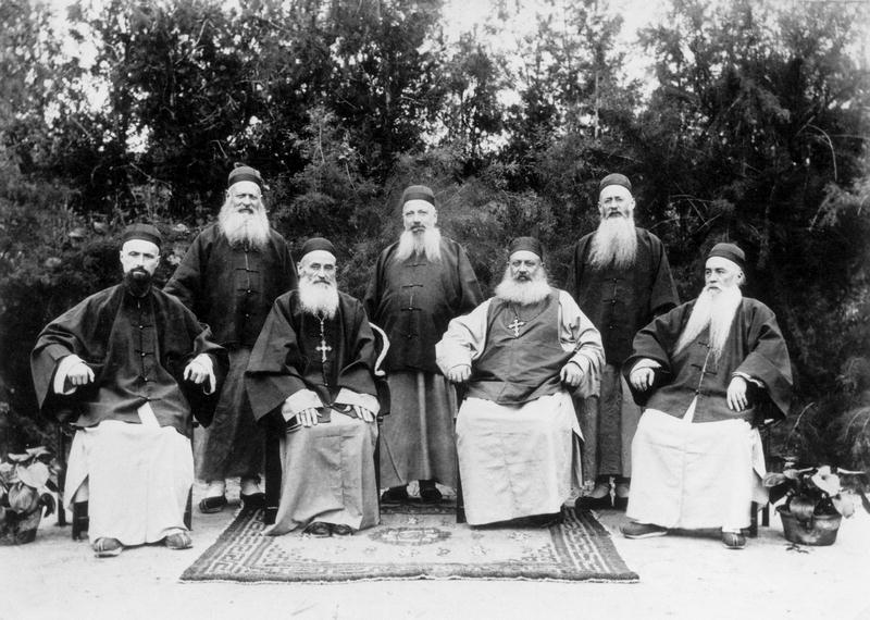 Jesuits from a mission in China, c.1900 (b/w photo)  a French Photographer