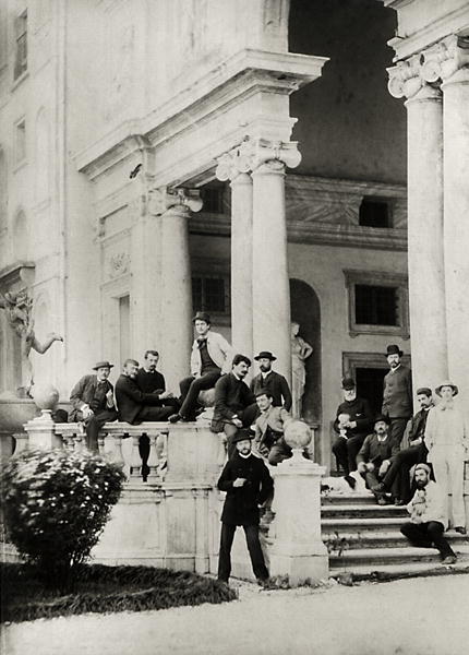 Residents of Villa Medici in Rome, photo sent and dedicated by Claude Debussy (1862-1918) to his par a French Photographer