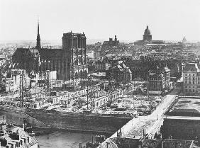 Building of the Hotel-Dieu, Paris, 1867 (b/w photo) 