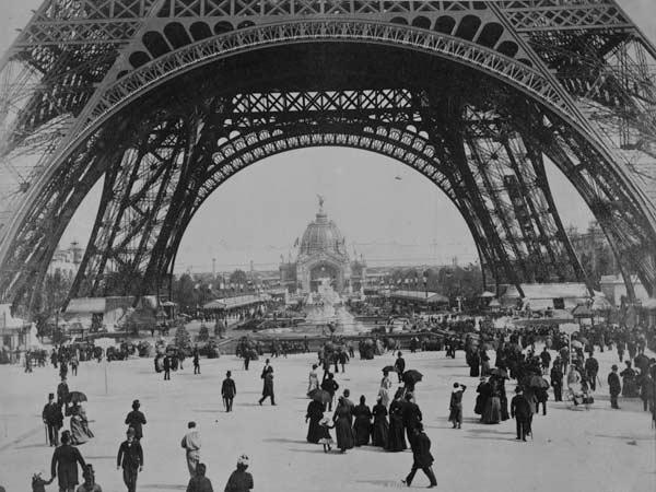 Under the Eiffel Tower, from ''L''Album de l''Exposition 1889'' by Glucq, Paris 1889 (photogravure)  a French Photographer