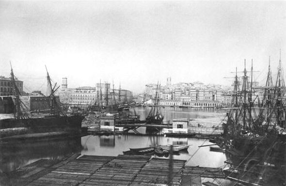 View of the port of Marseilles, late 19th century (b/w photo)  a French Photographer