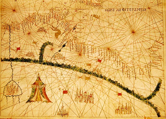 North Africa, from a nautical atlas, 1520(detail from 330916) a Giovanni Xenodocus da Corfu