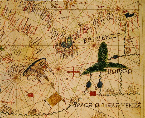 Provence and Northern Italy, from a nautical atlas, 1520 (ink on vellum) a Giovanni Xenodocus da Corfu