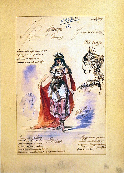 Costume designs for the role of Phrine in the opera ''Faust'', Charles Gounod (1818-93) 1882 a Grigoriev