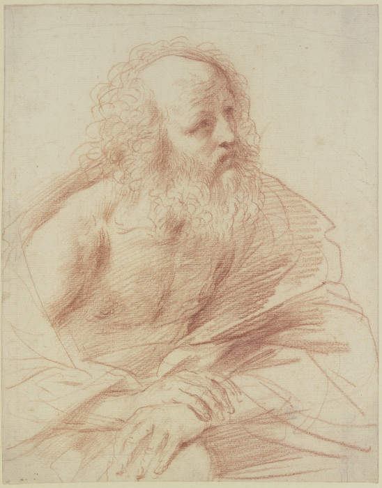 Bärtiger Mann im Mantel nach rechts, die Hände übereinander gelegt a Guercino (Giovanni Francesco Barbieri)