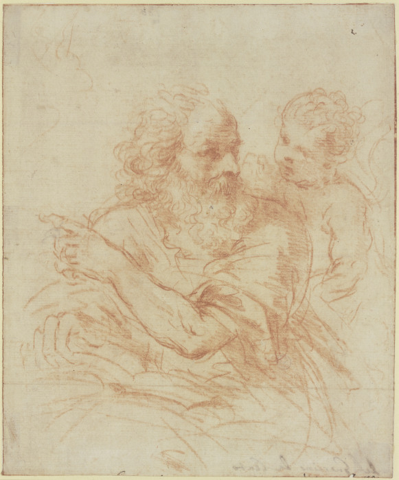 Der Heilige Hieronymus mit einem Engel a Guercino (Giovanni Francesco Barbieri)