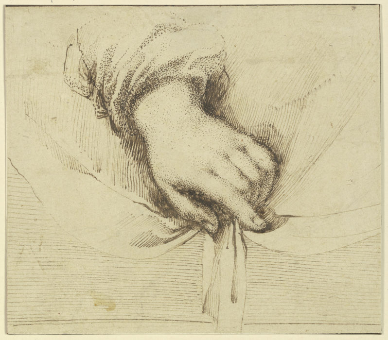 Eine Hand, die ein Gewand hält (?) a Guercino (Giovanni Francesco Barbieri)