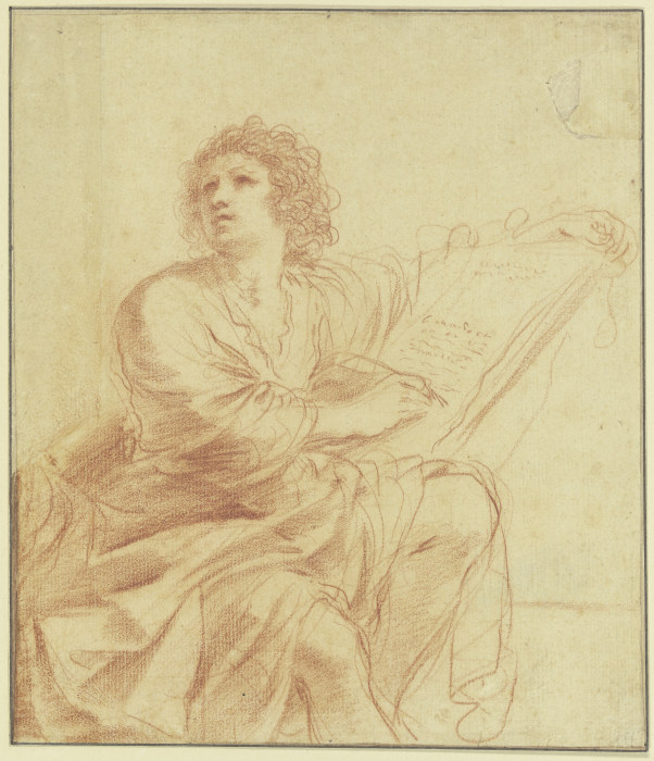 Johannes der Evangelist, sitzend und schreibend a Guercino (Giovanni Francesco Barbieri)