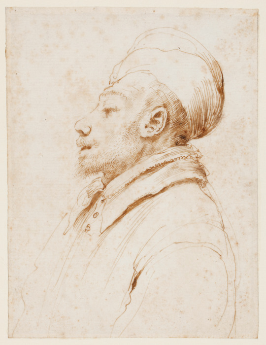Karikatur eines Mannes im Profil nach links a Guercino (Giovanni Francesco Barbieri)
