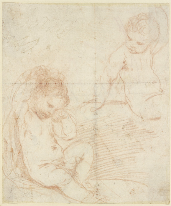 Two naked little children a Guercino (Giovanni Francesco Barbieri)