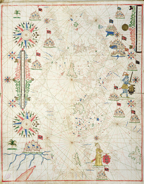 The Mediterranean Basin, from a nautical atlas, 1646(see also 330937-330938) a Scuola Italiana