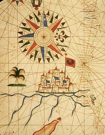 Egypt, the River Nile and Cairo, from a nautical atlas, 1646(detail from 330936) a Scuola Italiana