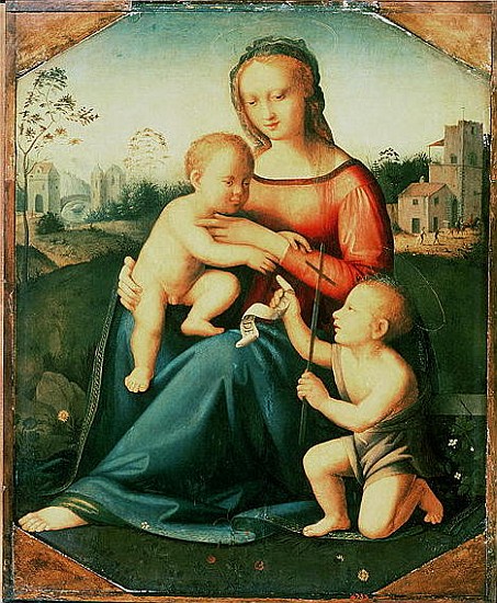 Madonna and Child with St. John the Baptist a Scuola Italiana