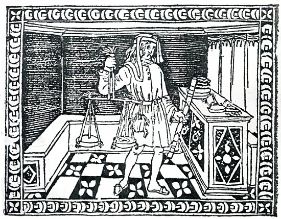Money Changer, illustration from ''Libro di Givocho di Scacchi'' Jacobus de Cessolis a Scuola Italiana