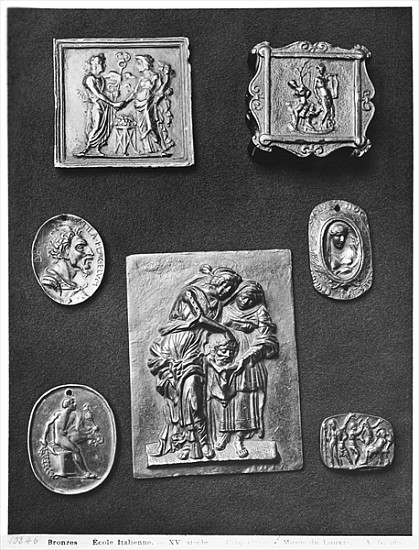 Plaques depicting Hermes and Abundance, Apollo, Judith and her Servant, Attila the Hun (395-453) (br a Scuola Italiana