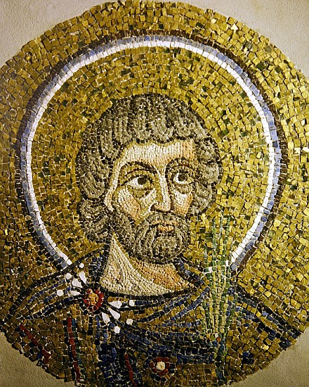 Saint Barbaziano: Fragment of a mosaic from the Basilica Ursiana, the former Cathedral of Ravenna a Scuola Italiana