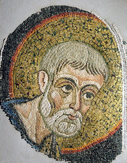 St. John the Baptist: Fragment of a mosaic from the Basilica Ursiana, the former Cathedral of Ravenn a Scuola Italiana