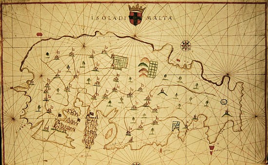 The Island of Malta, from a nautical atlas, 1646(see also 330943) a Scuola Italiana