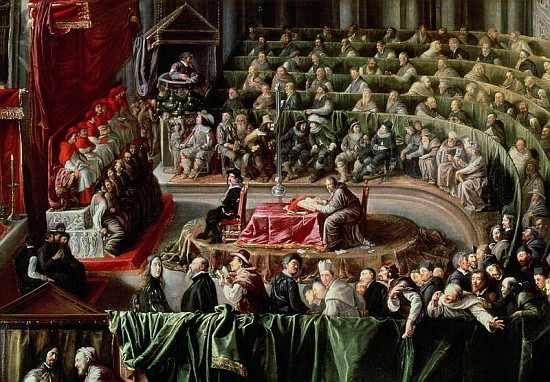 Trial of Galileo, 1633 (detail of 2344) a Scuola Italiana
